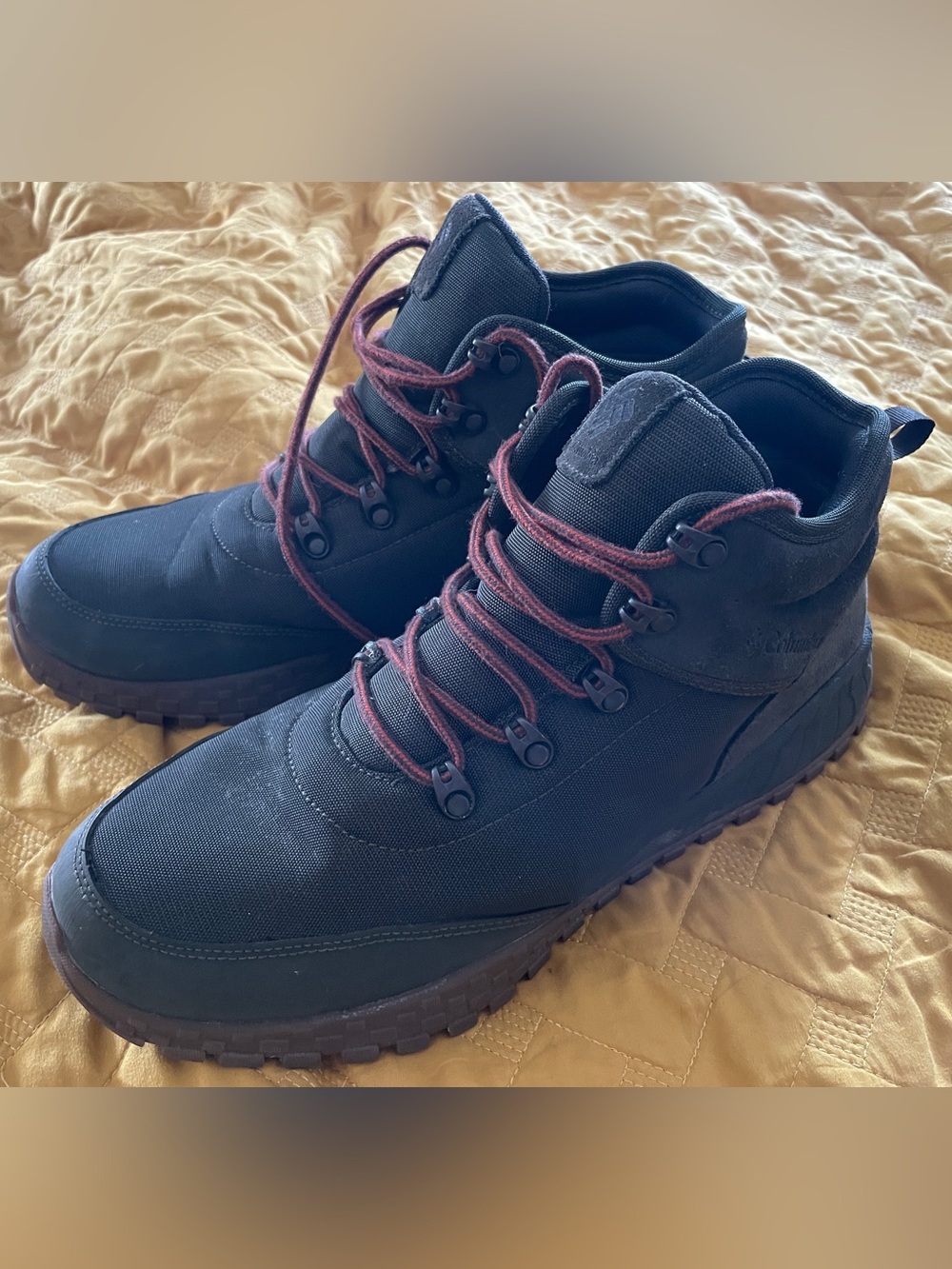 Columbia Green Boots with Burgundy Laces